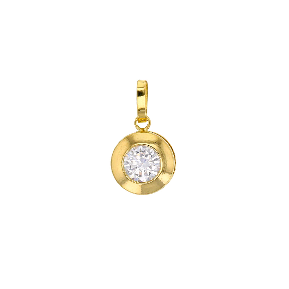 Pendentif rond en Or 750/1000 avec oxyde en serti clos (306007)