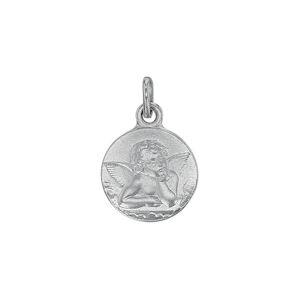 Médaille ronde Ange Raphaël en argent vieilli (31610429)