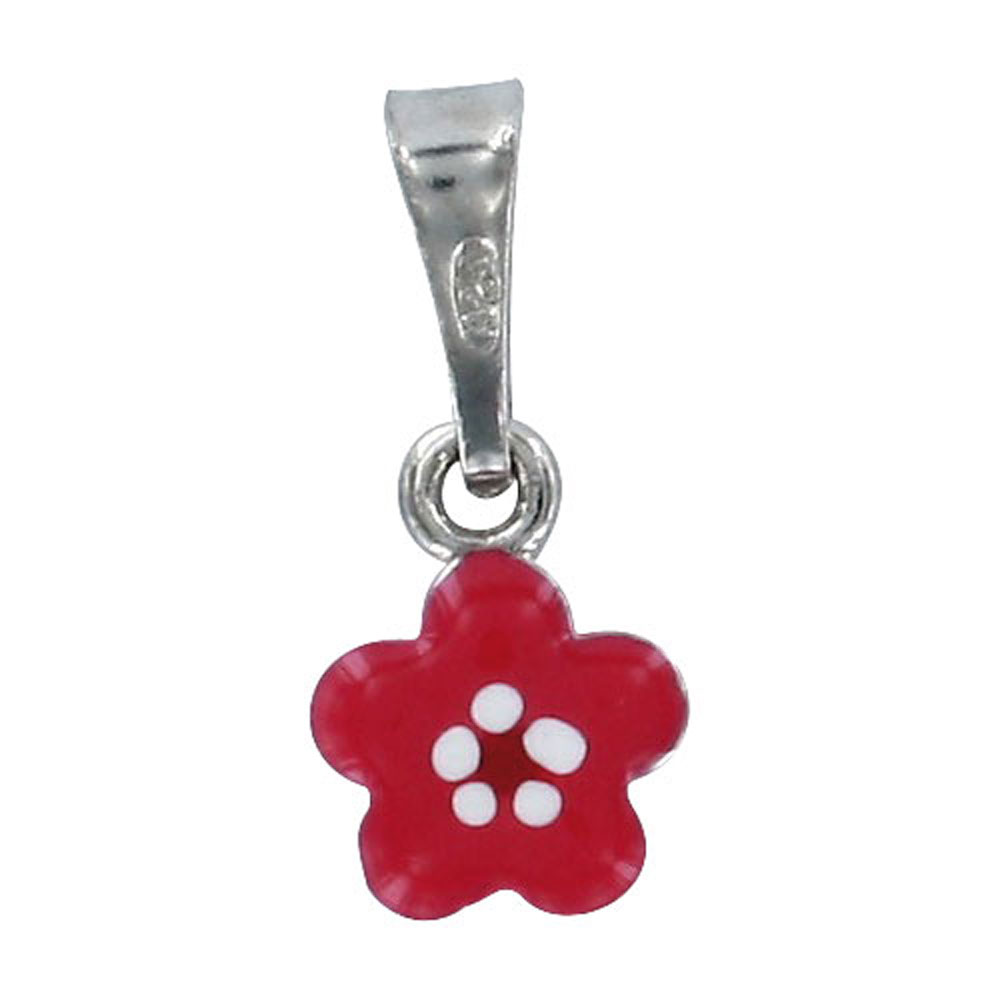 Pendentif émail argent 925/1000 rhodié - Fushia - Enfant