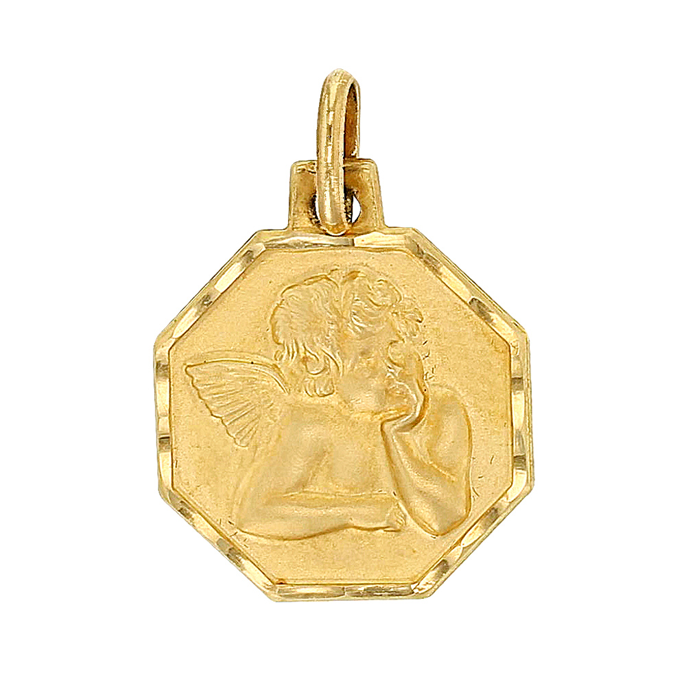 Médaille ange octogonale en Or 750/1000 (305005)