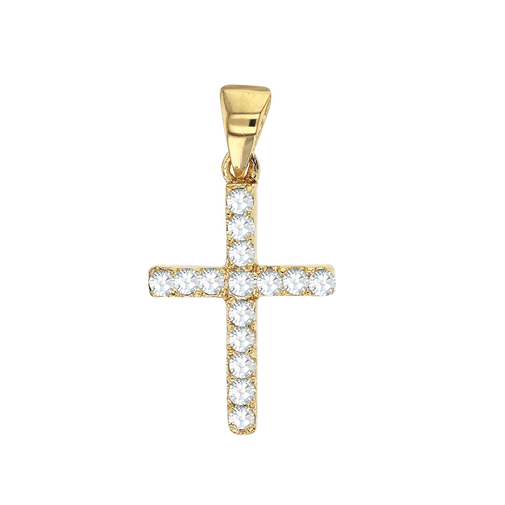Petite croix plaqué or orné d'oxyde de zirconium (3260166)