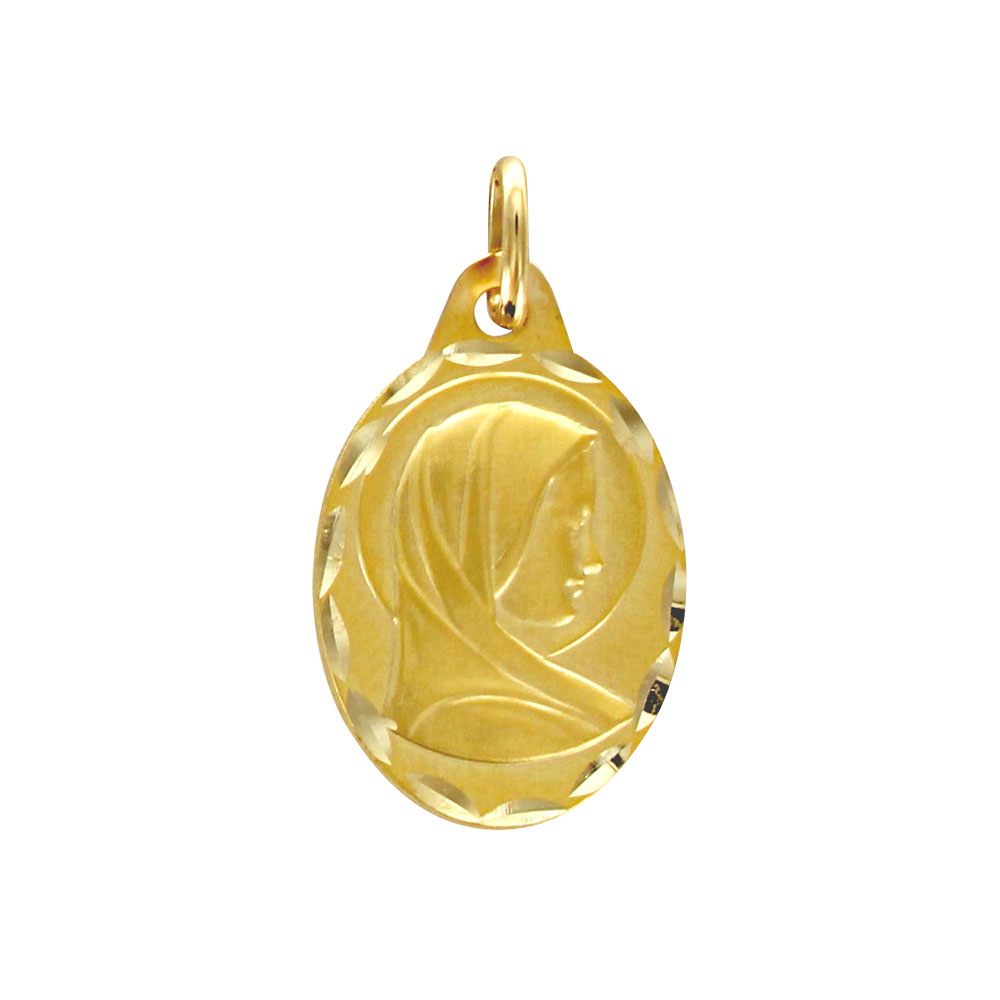 Médaille ovale Vierge en Or 375/1000e avec bélière anneau (396174)