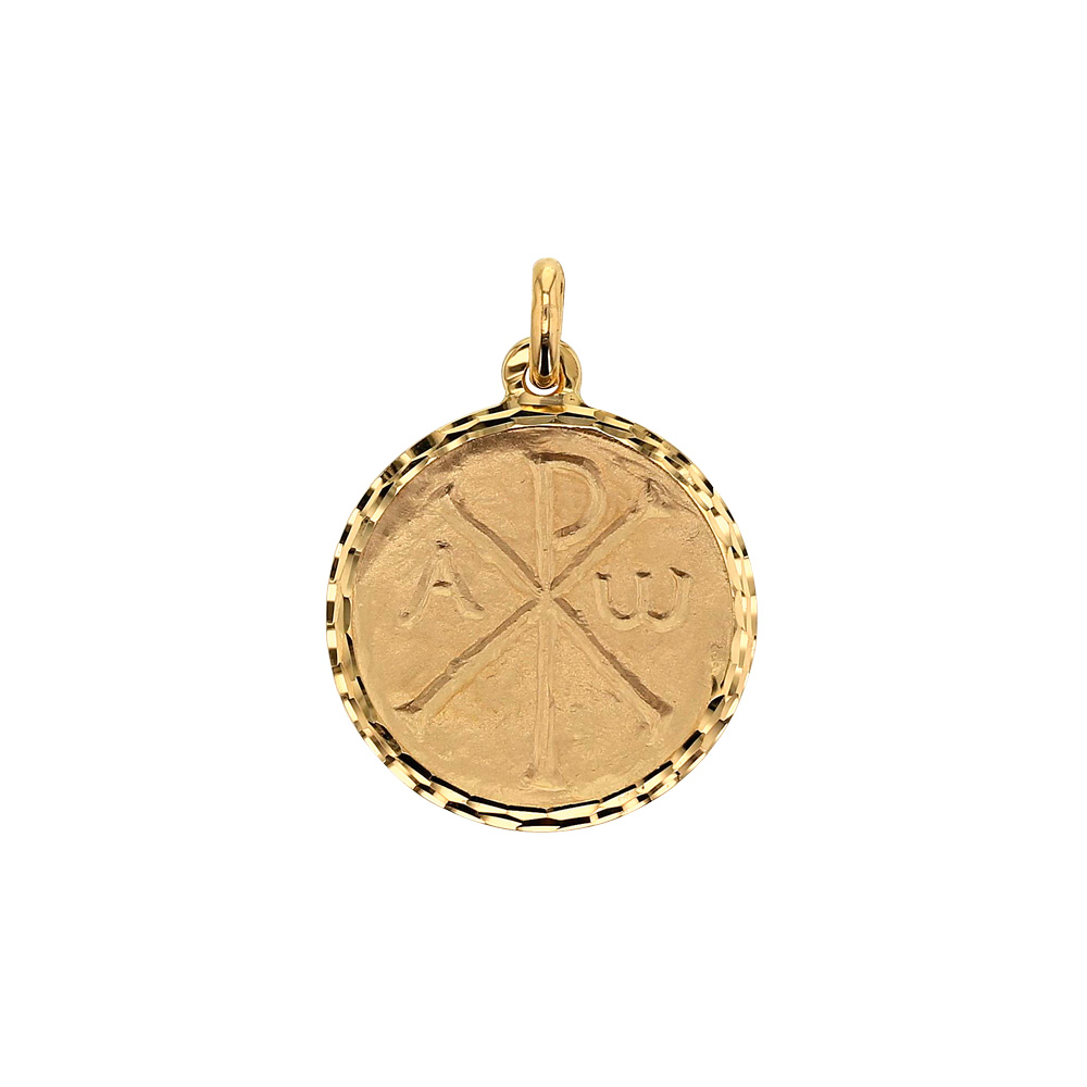 Médaille Chrisme en Or 375/1000 avec contour diamanté (395033)