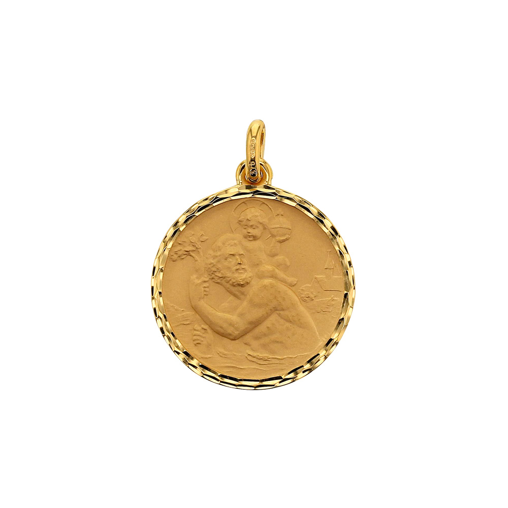 Médaille Saint Christophe en Or 375/1000 avec bordure diamantée (395034)