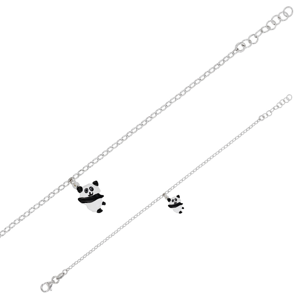 Bracelet argent 925/1000 rhodié avec panda en émail (31812785)