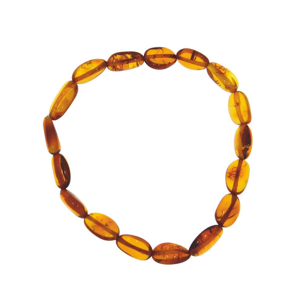 Bracelet élastique en ambre allongée couleur cognac (31812566)