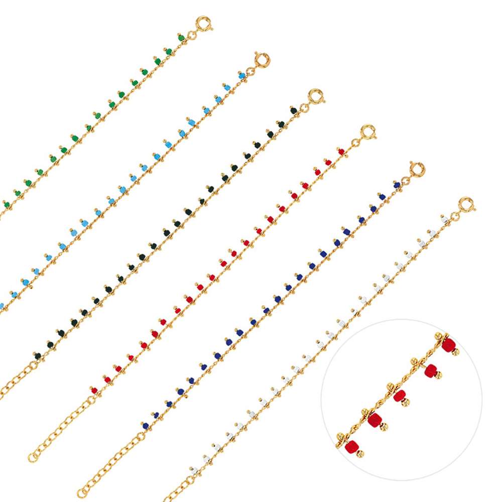 Lot de 6 bracelets en plaqué or et perles synthétiques de couleur (32864456)