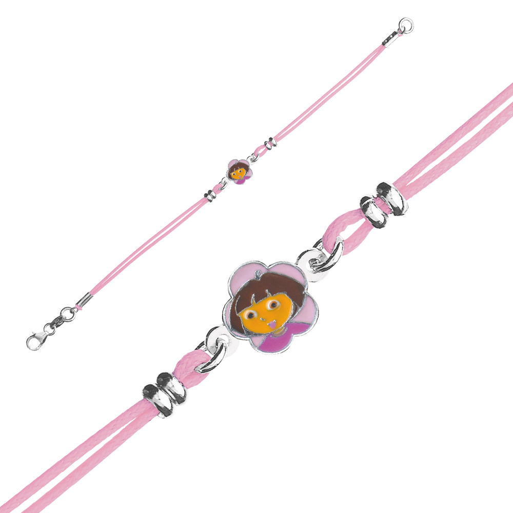 Bracelet souple 'Dora Exploratrice' en argent 925/1000e - Rose - Enfant