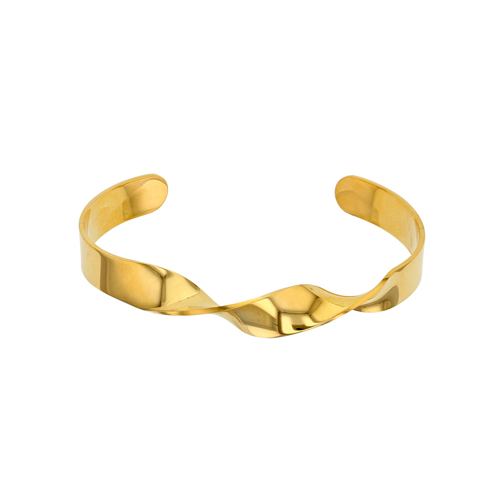 Bracelet rigide spirale en acier doré (318090)