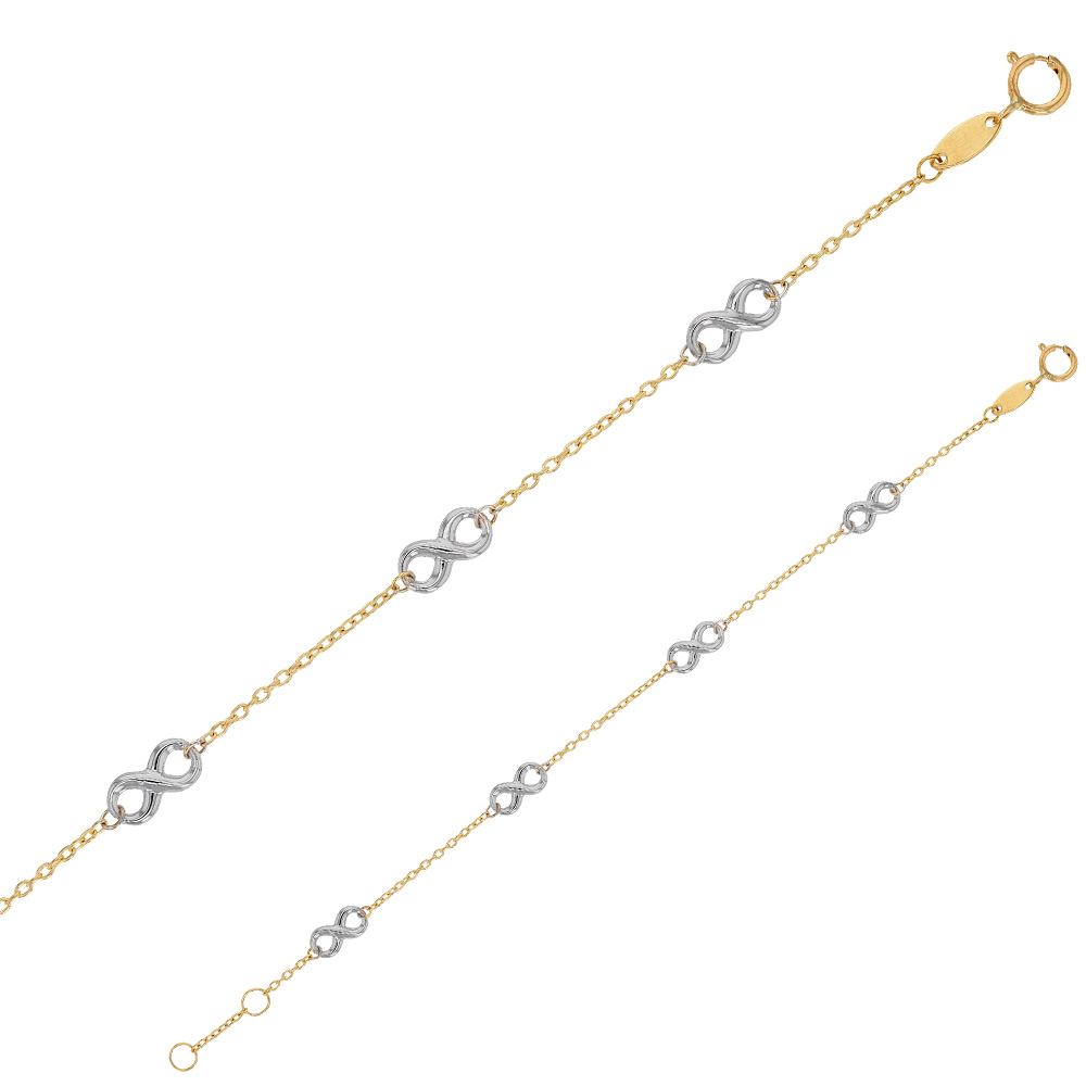 Bracelet Or 375/1000e orné de symboles de l'infini en Or blanc 375/1000e