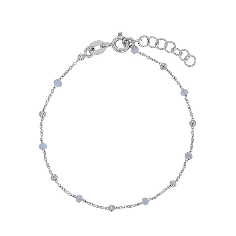 Bracelet argent 925/1000 rhodié et boules recouvertes d'émail bleu ciel (31812833BC)