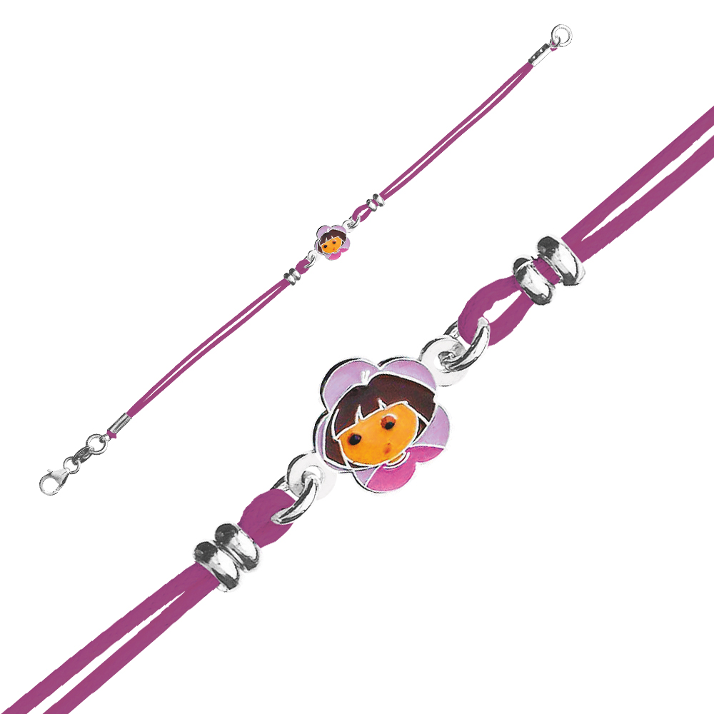 Bracelet souple 'Dora Exploratrice' en argent 925/1000e - Fuchsia - Enfant