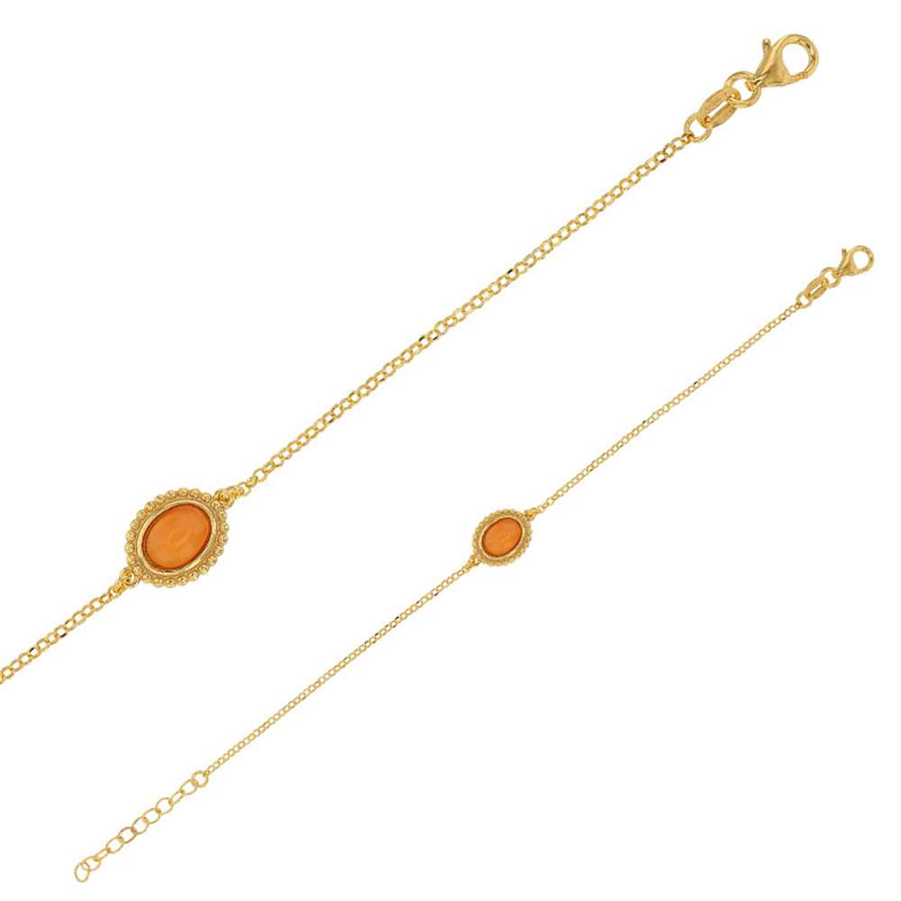 Bracelet BOHEMIAN MELODY argent 925/1000 doré et Oeil de chat orange perlé (318128250DO)