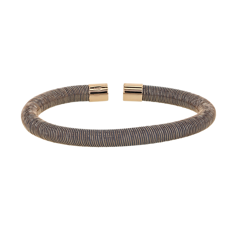 Bracelet rigide mixte silicone gris et argent 925/1000 doré-rose (31812747GR)