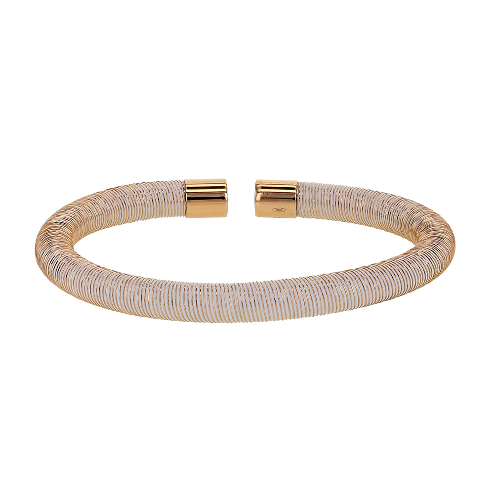 Bracelet rigide mixte silicone blanc et argent 925/1000 doré-rose (31812747R)