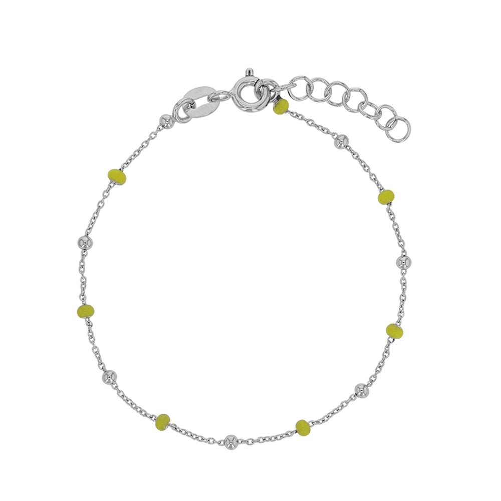 Bracelet argent 925/1000 rhodié et boules recouvertes d'émail jaune (31812833J)