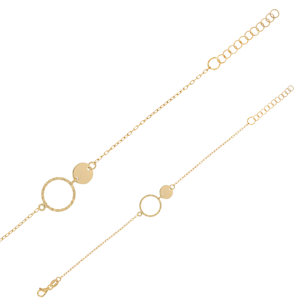 Bracelet avec cercle diamanté et rond en argent 925/1000 doré (31812668D)