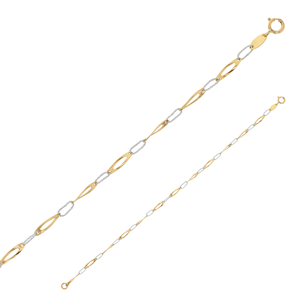 Bracelet maille fantaisie en Or jaune et blanc 375/1000e