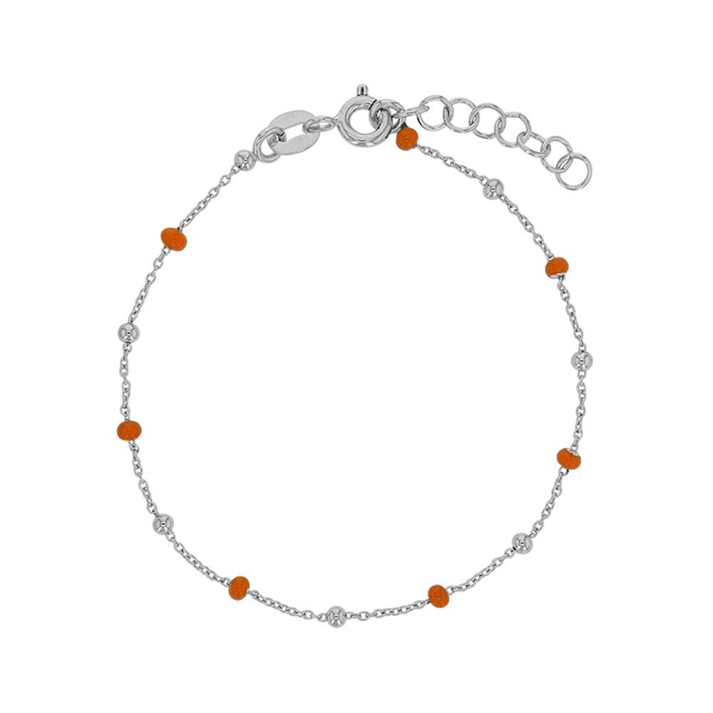 Bracelet argent 925/1000 rhodié et boules recouvertes d'émail orange (31812833O)