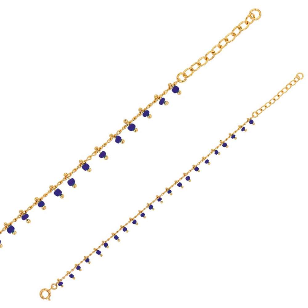 Bracelet plaqué Or avec pierres synthétiques couleur bleu klein (3286445BK)