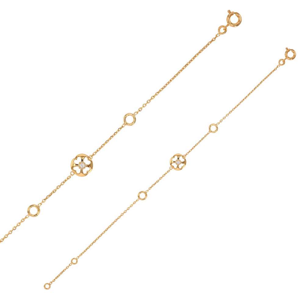 Bracelet coeurs ajourés forme trèfle avec oxyde de zirconium en plaqué or (3286454)