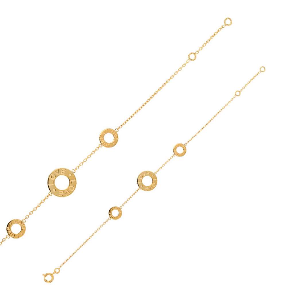 Bracelet 3 cercles avec gravure LOVE en plaqué or (3286452)