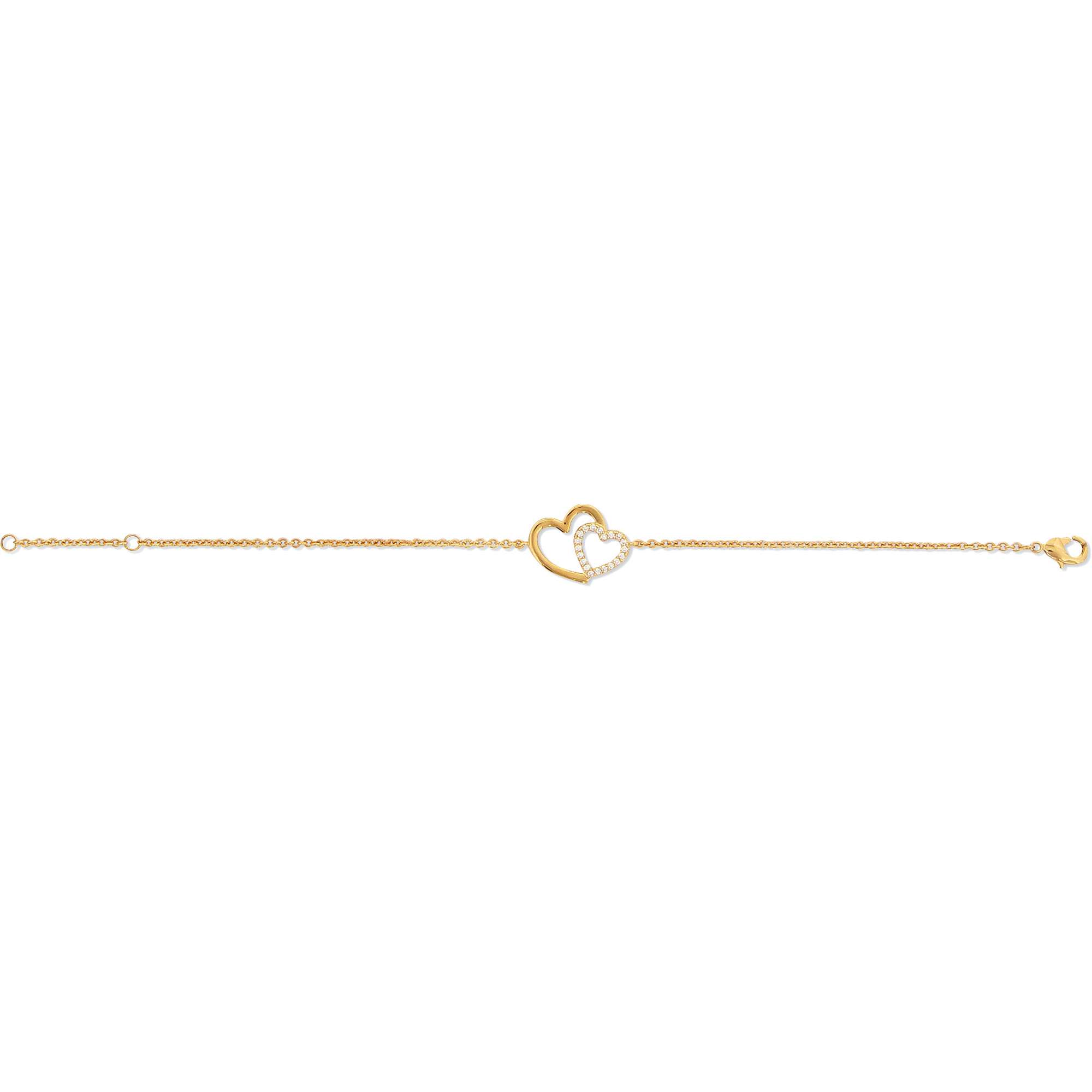 Bracelet plaqué or OZ cœur (16+2 cm) - (401862-18)