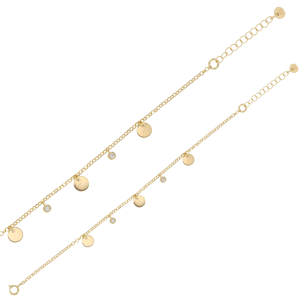 Bracelet argent doré de pampilles rondes et d'oxydes de zirconium (31812684D)