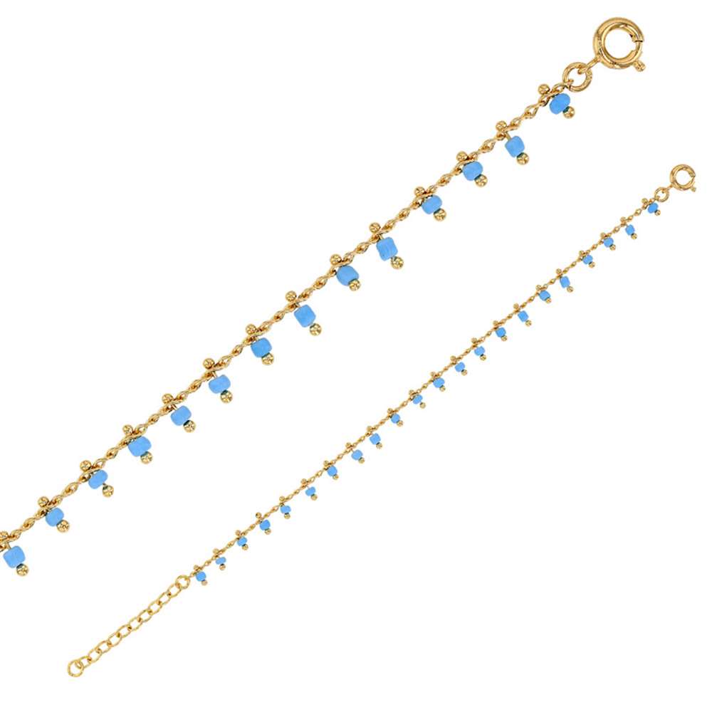 Bracelet plaqué Or avec pierres synthétiques couleur bleu turquoise (3286445TU)