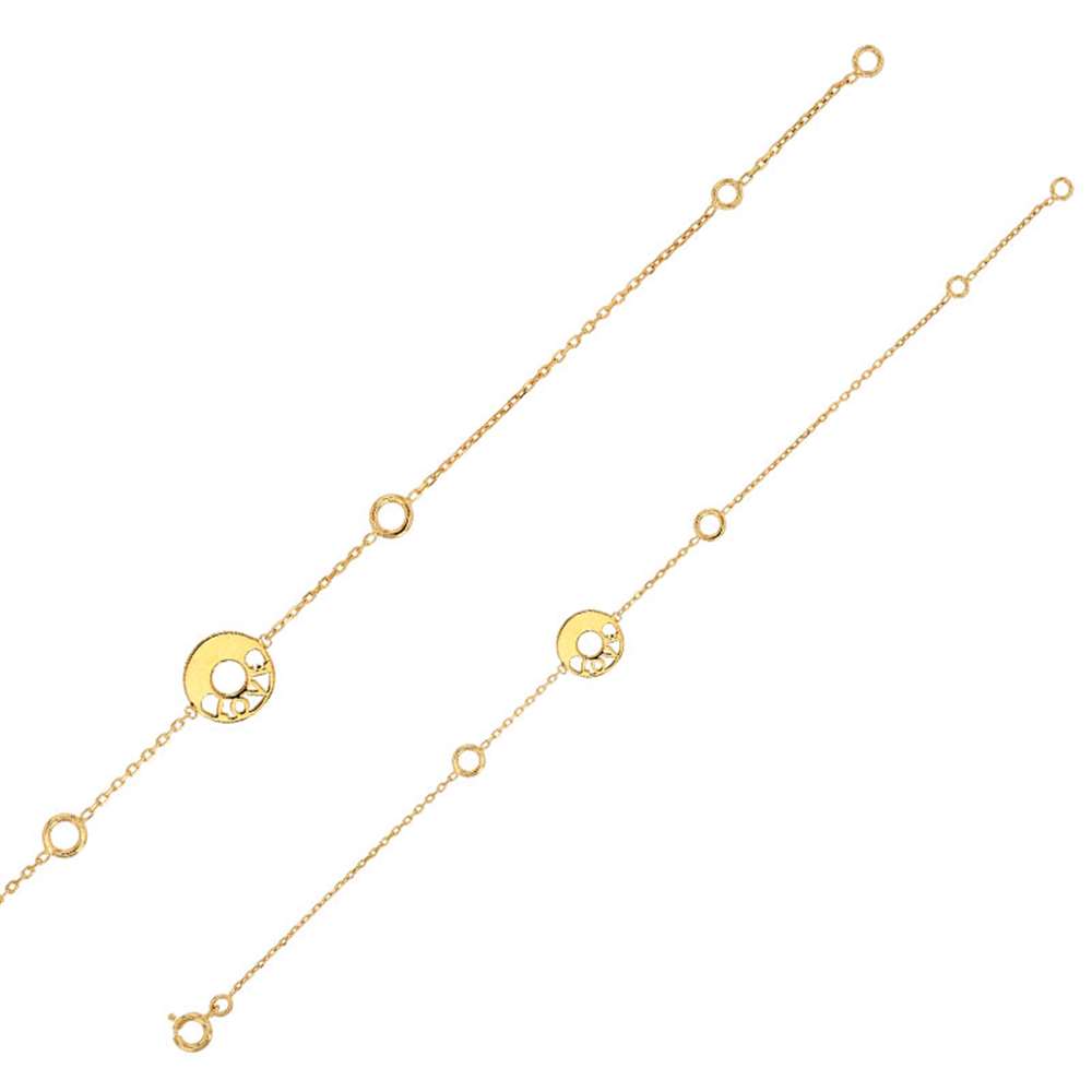 Bracelet orné de ronds ajourés et d'un rond avec LOVE ajouré en plaqué or (3286458)