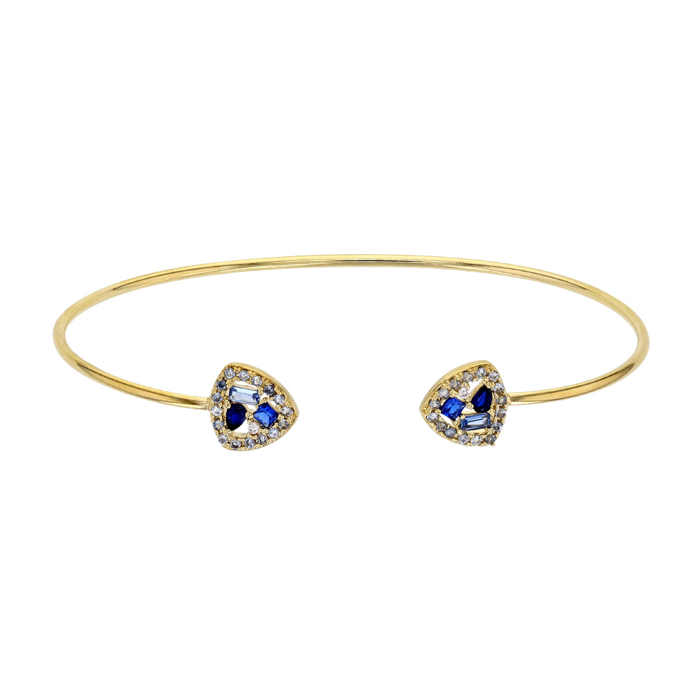 Bracelet rigide plaqué or avec oxydes de zirconium blancs et teintés bleus (3286435)