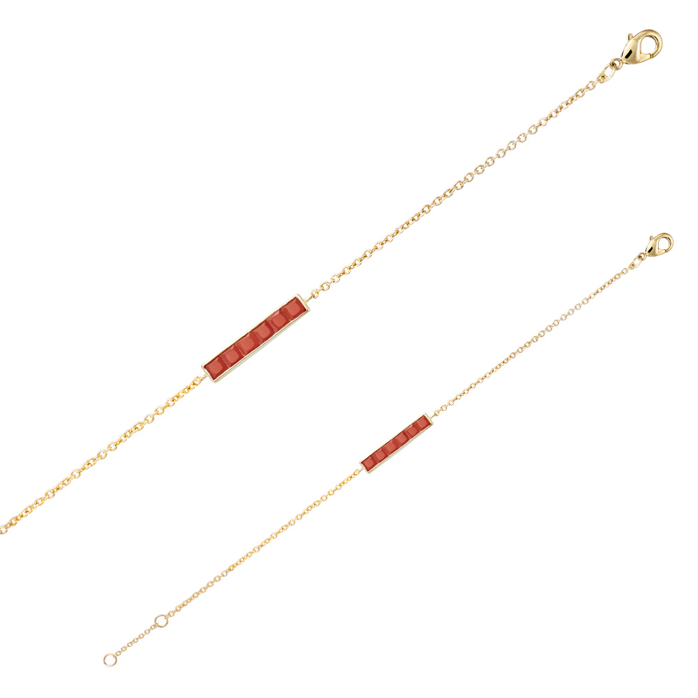 Bracelet plaqué Or barrette avec pierres synthétiques couleur corail (3286430)