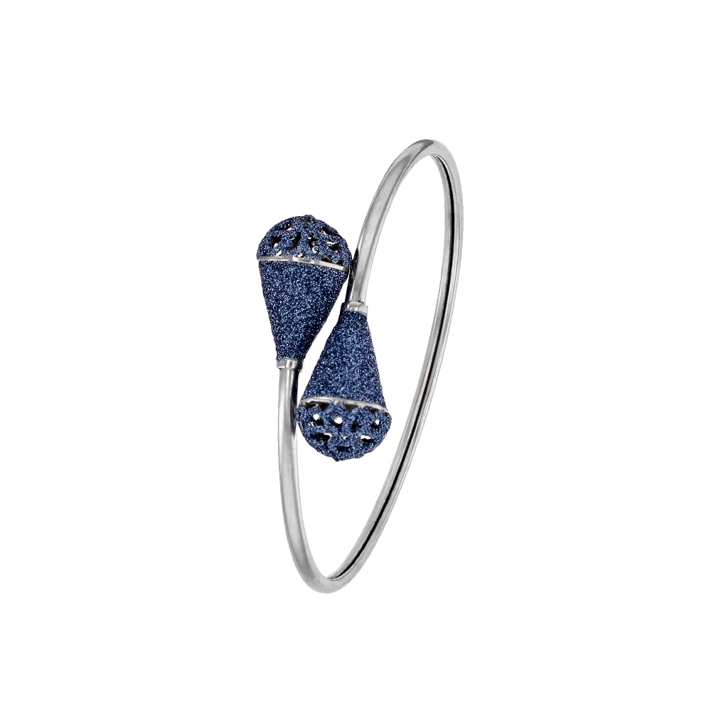 Bracelet flexible en acier avec embouts pailletés bleus (318086BL)