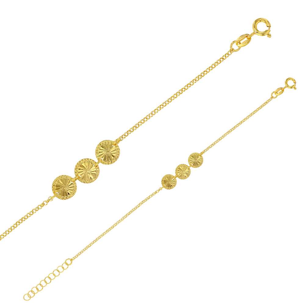 Bracelet LUNA formes rondes motif rayons de soleil en argent 925/1000 doré (31812844D)