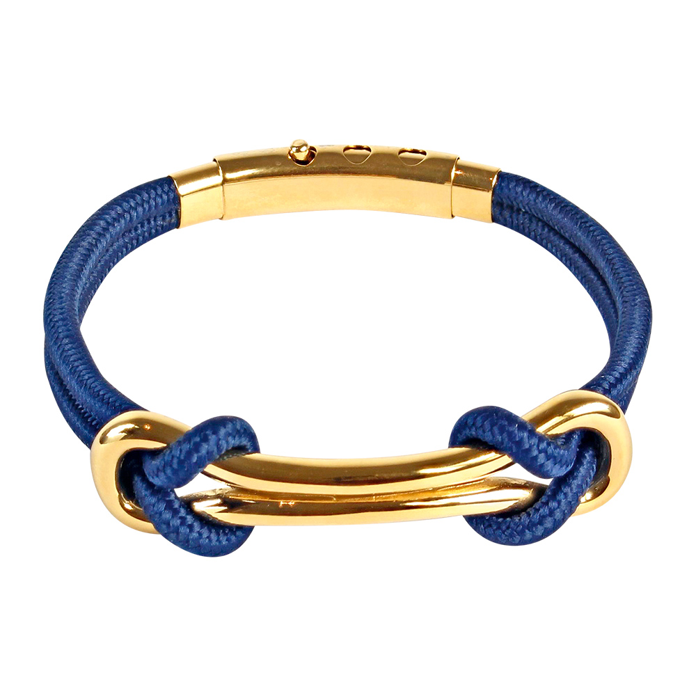 Bracelet acier doré et cordon nylon bleu (318394D)