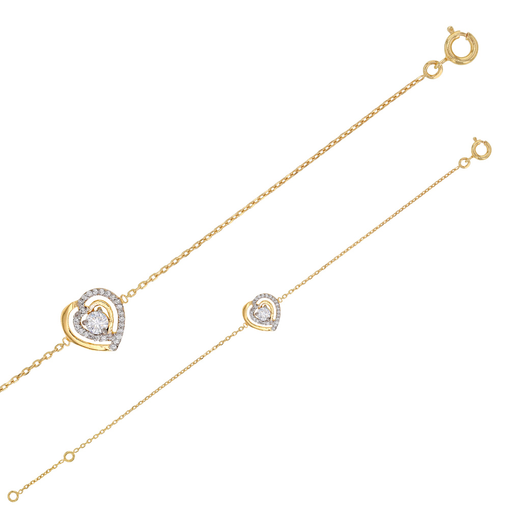 Bracelet coeur en plaqué or avec oxydes (3286418)