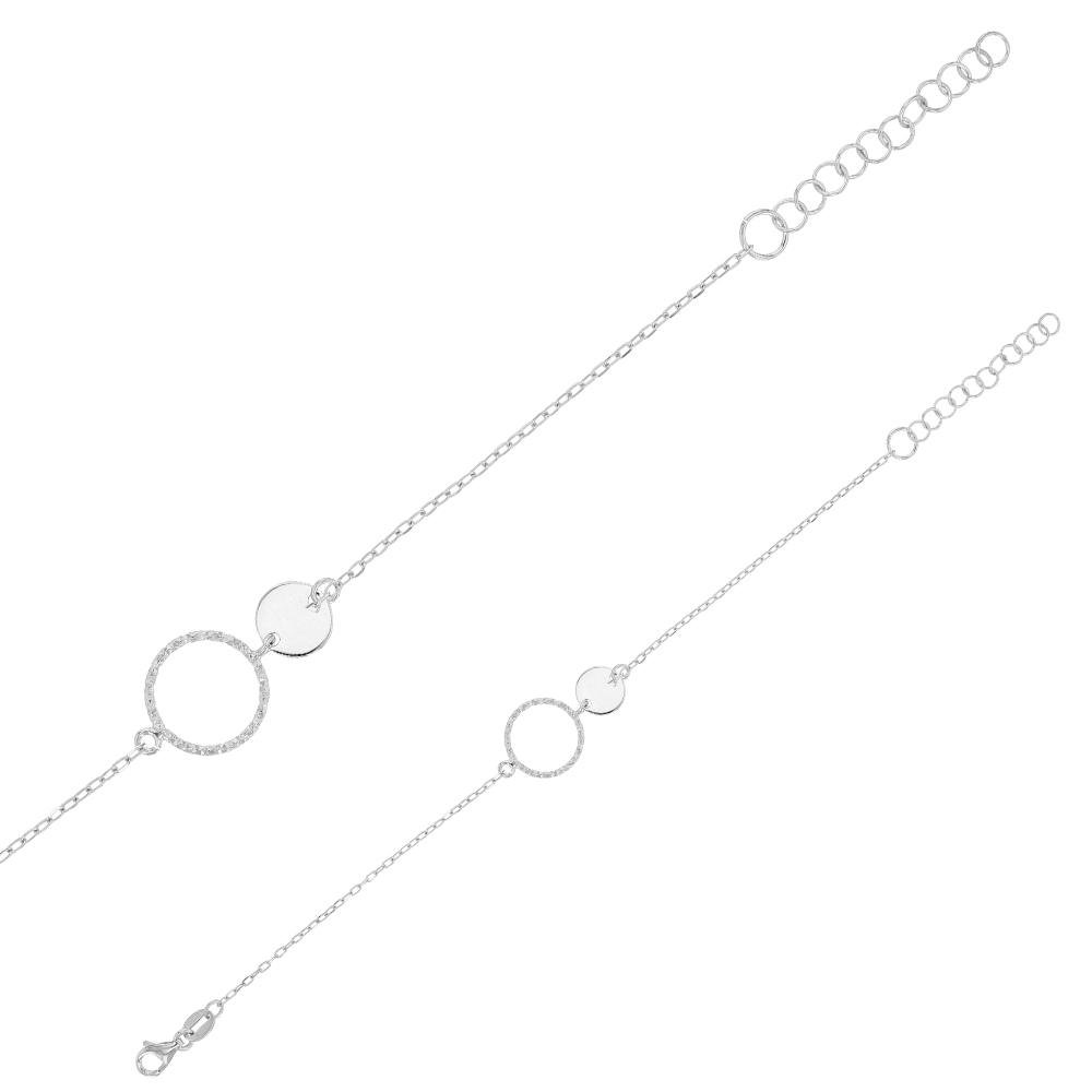 Bracelet avec cercle diamanté et rond en argent 925/1000 rhodié (31812668)