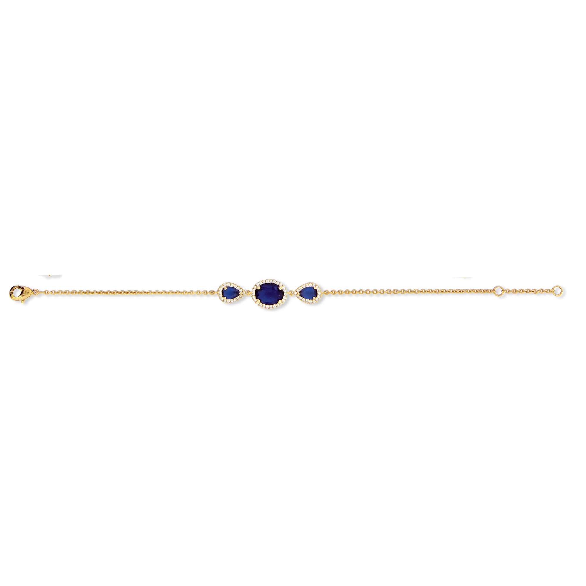 Bracelet plaqué or OZ bleu aphir (16+2 cm) - (401901-18)
