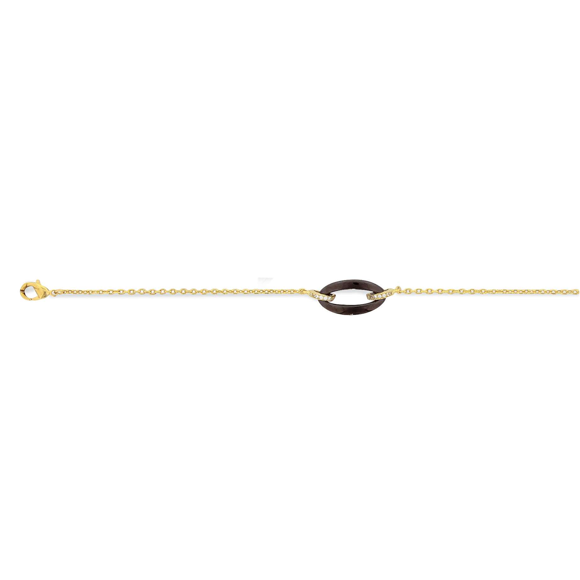 Bracelet plaqué or OZ céramique noire16+2 cm) - (401876-18)
