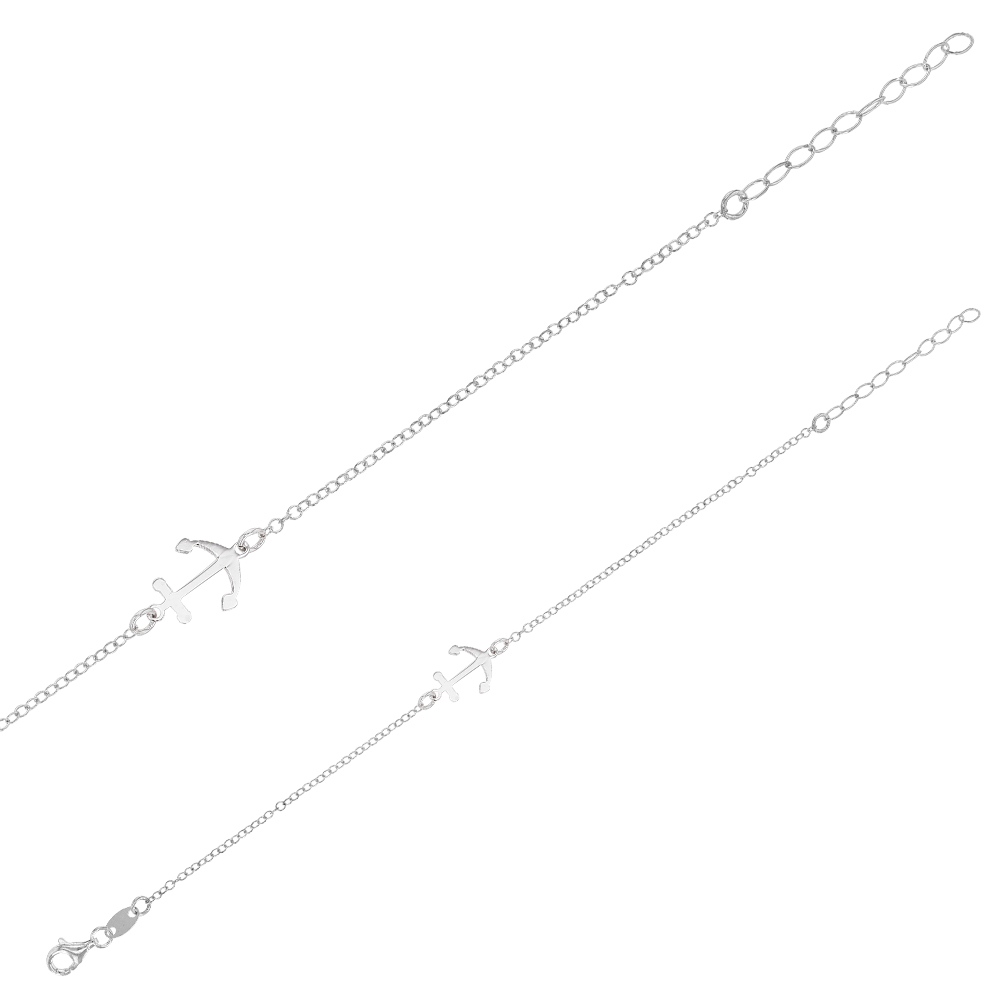 Bracelet en argent 925/1000 rhodié orné d'une ancre (31812680)