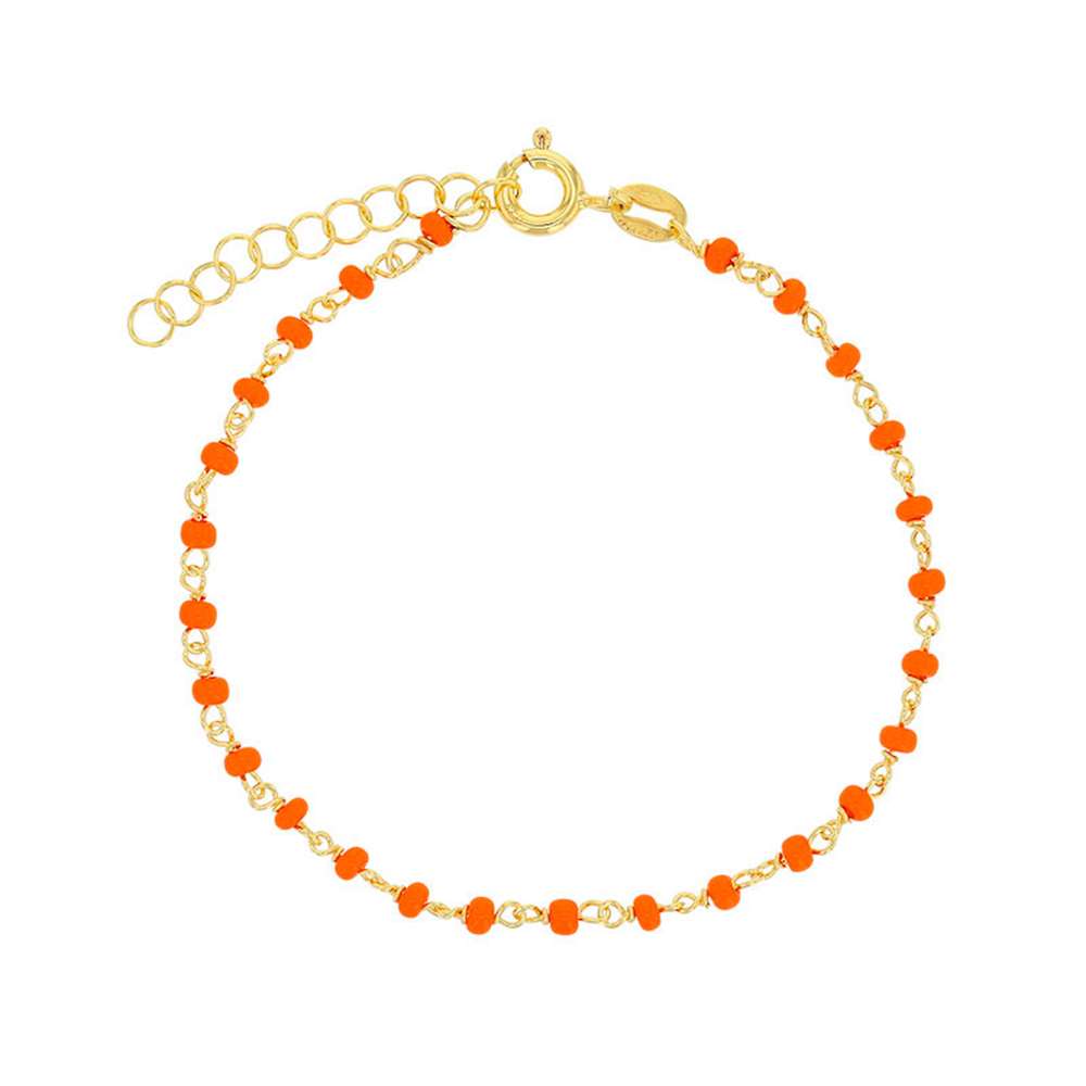 Bracelet PERLAS LATINAS perles de verre orange, argent 925/1000 doré (31812826DO)