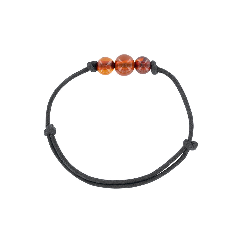 Bracelet cordon noir et ambre - Homme