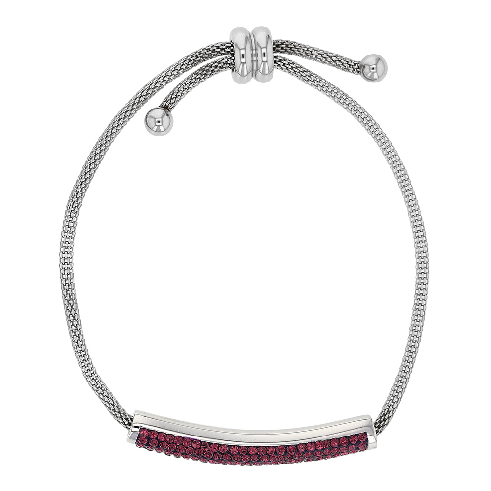 Bracelet en acier avec des cristaux violets, fermoir coulissant (318325V)