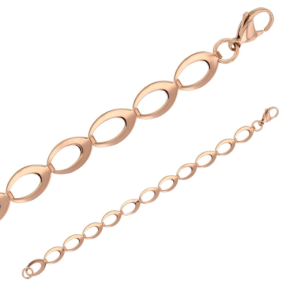 Bracelet acier doré rose à mailles ovales (318212R)