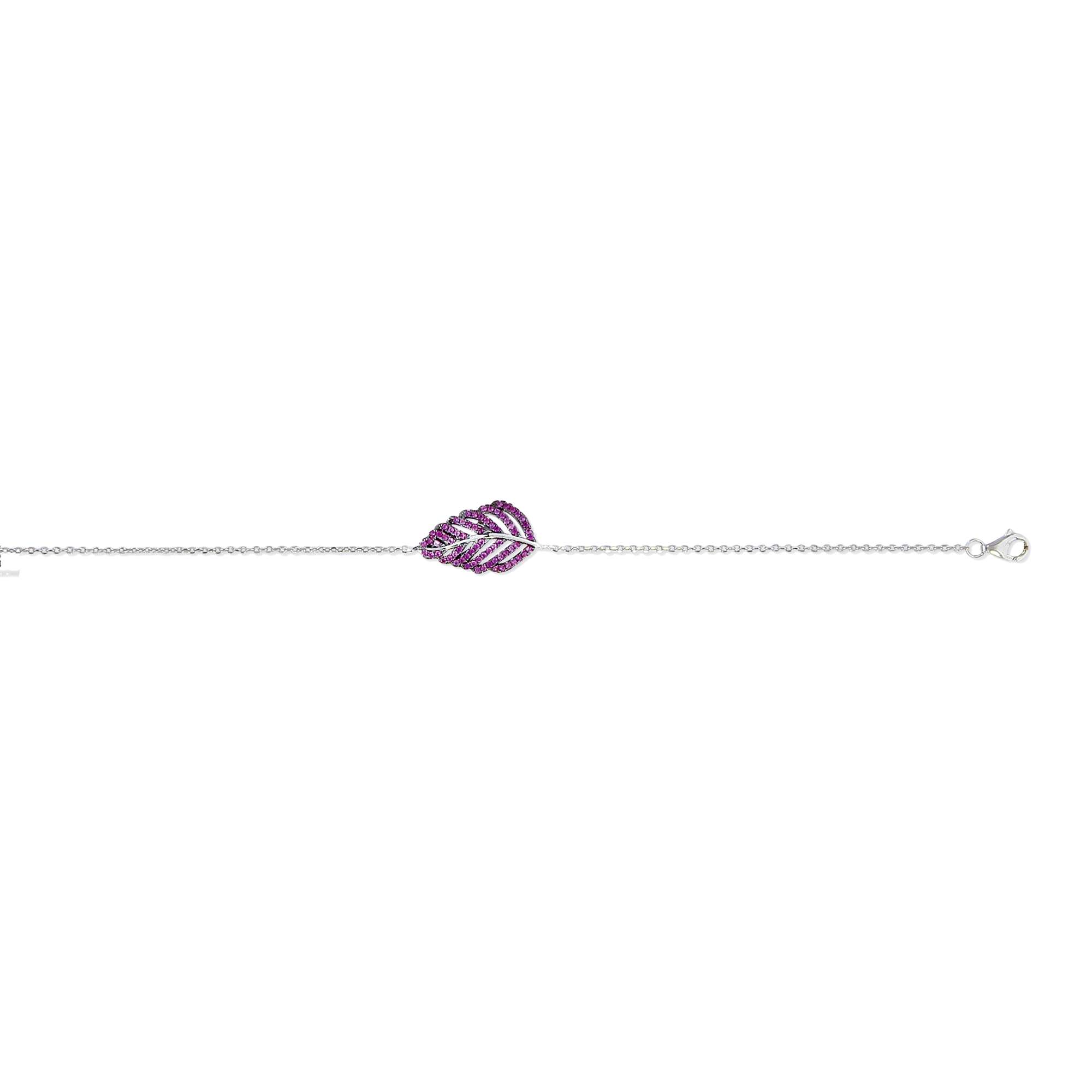 Bracelet argent 925/1000e OZ feuille violet (17+3 cm - 2,62 g) - (401611-20)