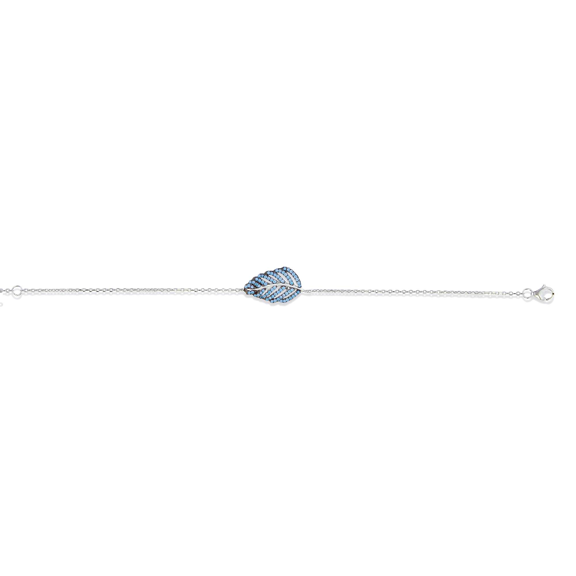 Bracelet argent 925/1000e OZ feuille bleu ciel (17+3 cm - 2,62 g) - (401612-20)