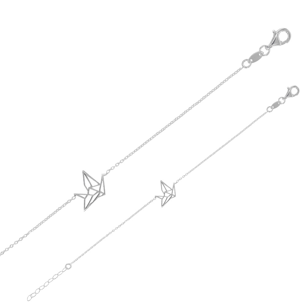 Bracelet cocotte origami en argent 925/1000 (19 cm)