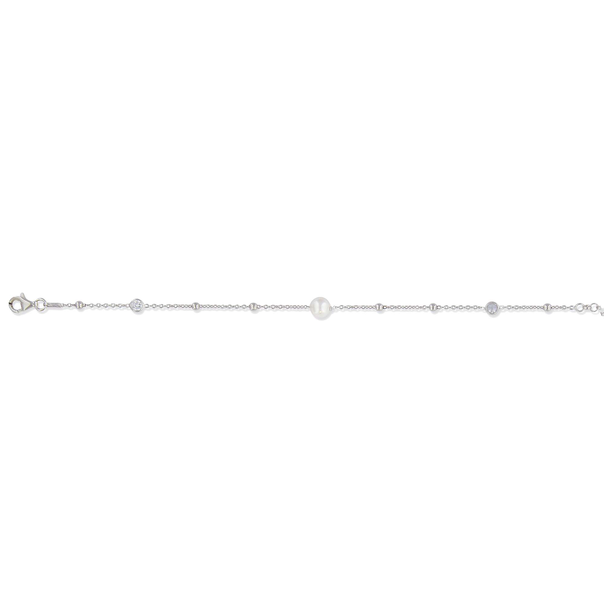 Bracelet argent 925/1000e perles d'imitations blanches OZ (17+3 cm - 2 g) - (401579-20)