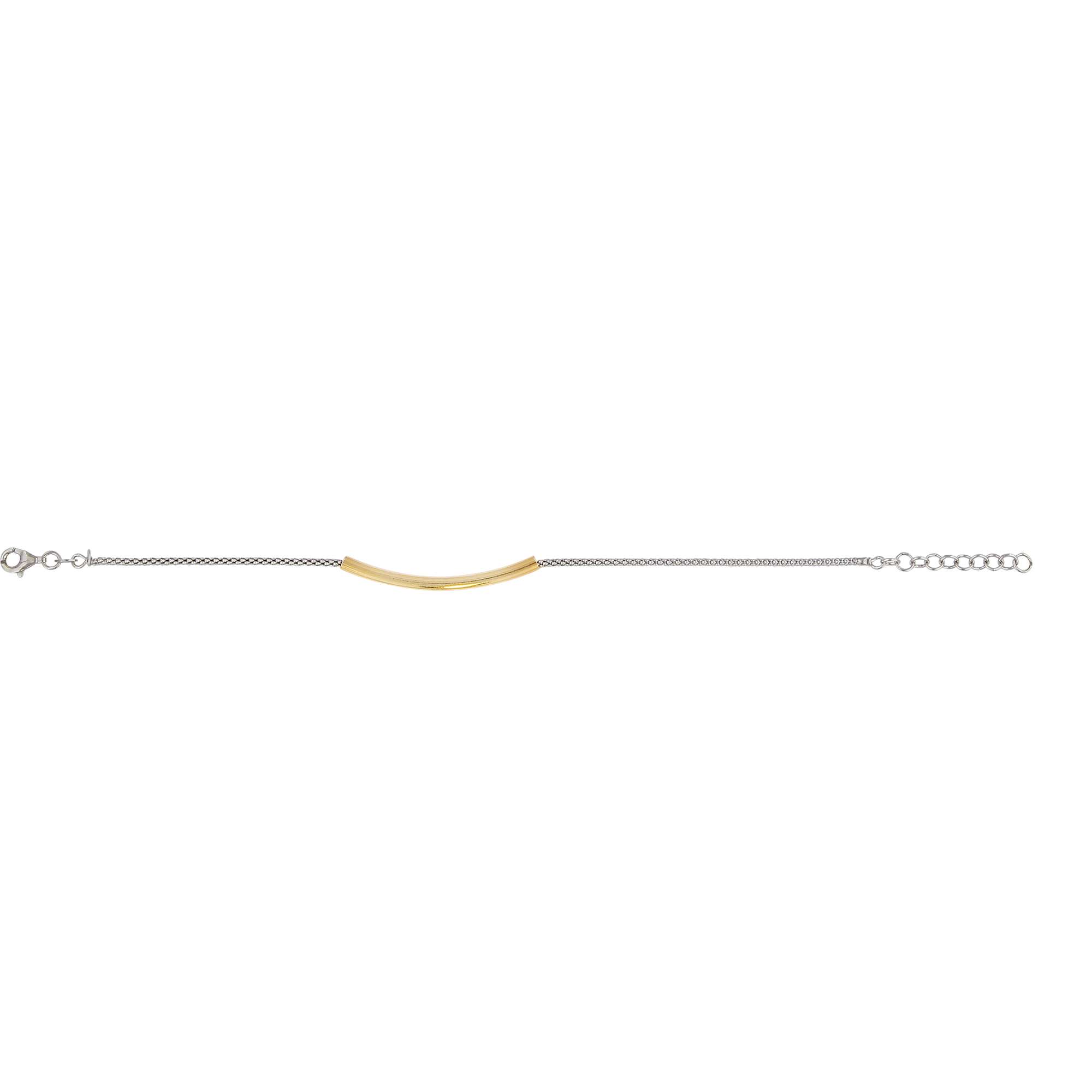 Bracelet argent 925/1000e 2 tons tube doré (17+3 cm - 2,90 g) - (401632-20)