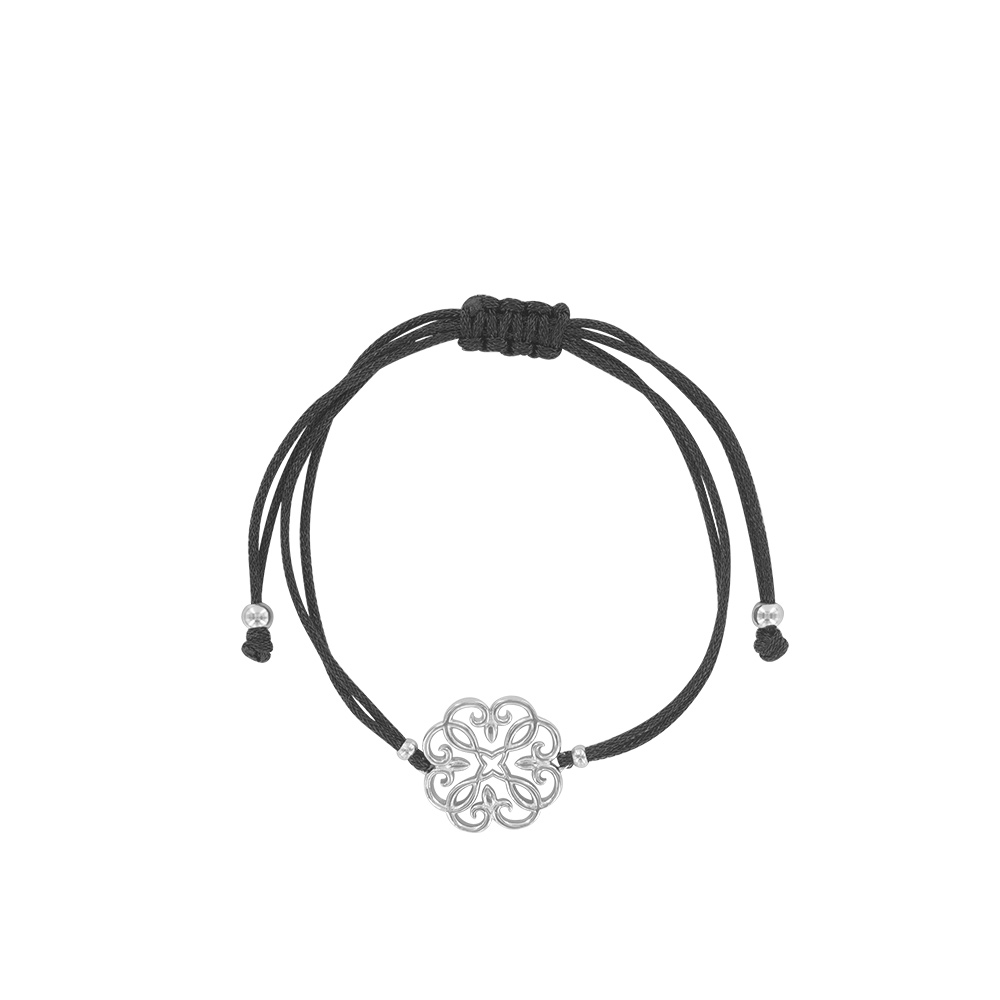 Bracelet en argent 925/1000e motif rond en fleur de lys
